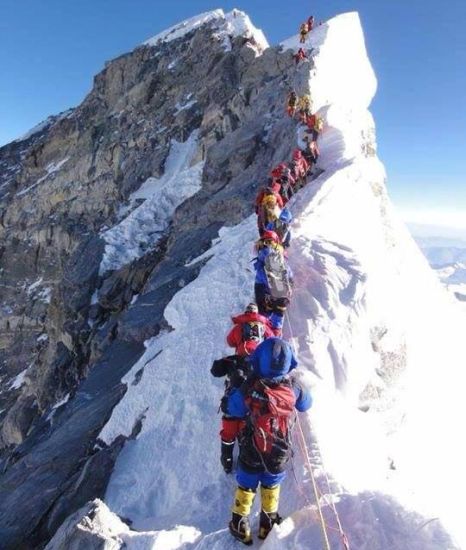 Climbers on the SW Ridge of Mount Everest