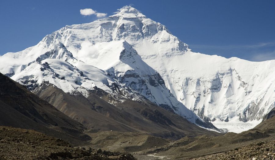 Everest ( Qumolangma ) North Face from Rongbuk Glacier in Tibet