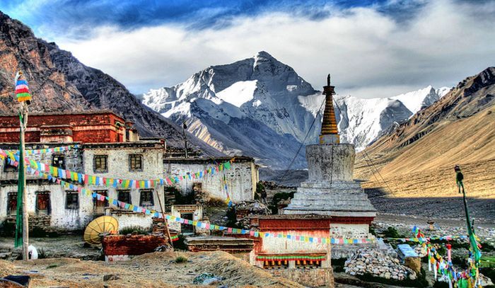 North Side of Mount Everest ( Chomolungma, Sagarmatha ) North Side from Rongbuk Gompa in Tibet