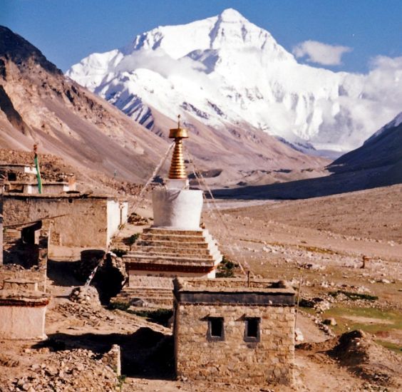 Everest North Side from Rongbuk Gompa in Tibet