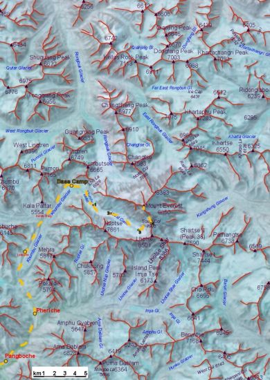 Map of Mount Everest region