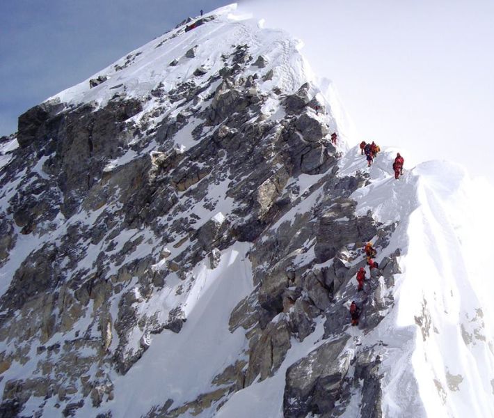 Hillary Step on Everest South Col ( normal ) ascent Route