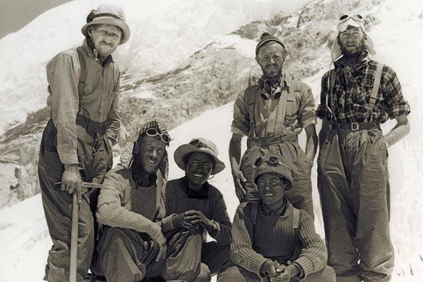Hunt, Hillary and Tenzing on Mount Everest