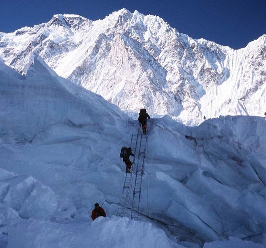 Ascending the Khumbu Ice Fall on the South Col Route for Mount Everest