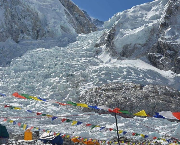 Everest Base Camp beneath Khumbu Ice Fall