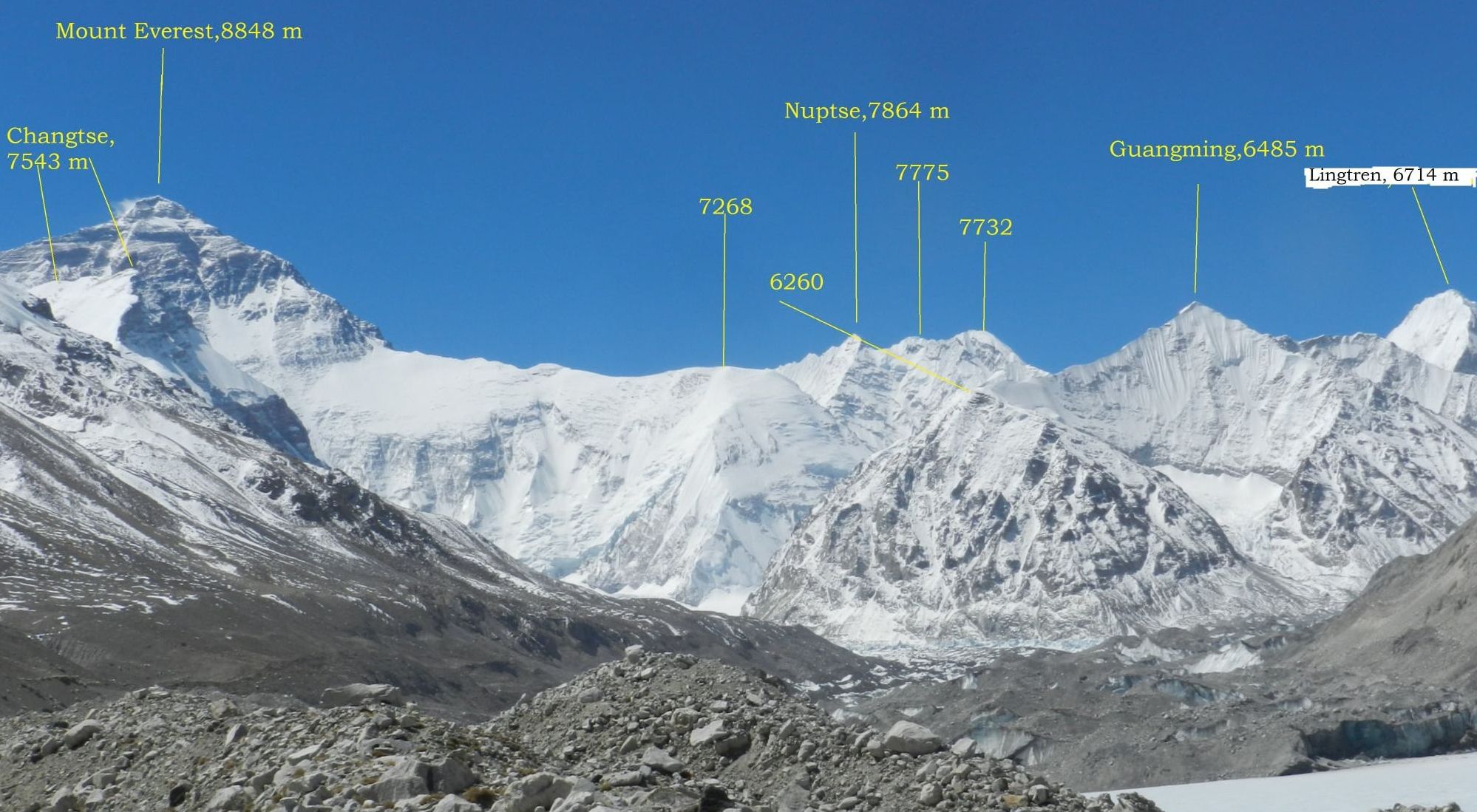 Peaks above the Rongbuk Glacier