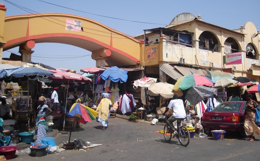 Market in Fisher Street in Banjul, capital city of the Gambia in West Africa