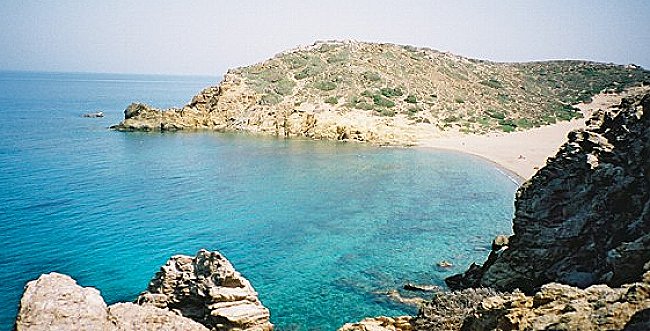 Beach at Vai Palm Forest on the Greek Mediterranean Island of Crete