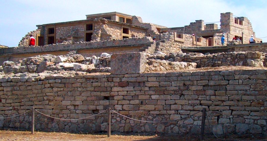Ancient Ruins of Minoan Palace at Knossus on the Greek Island of Crete