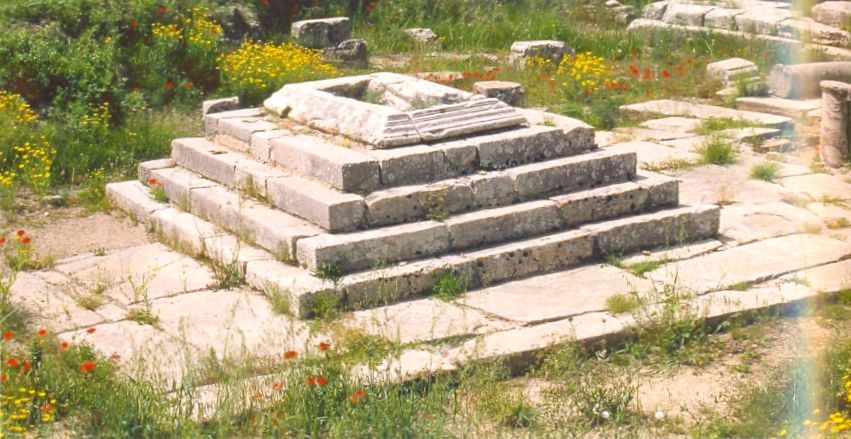 Ancient ruins of Pythion Apollo Temple at Gortyn on the Greek Island of Crete