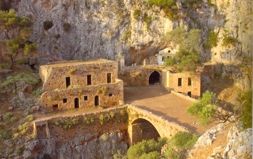 Ruins of Katholiko Monastery on Greek Island of Crete