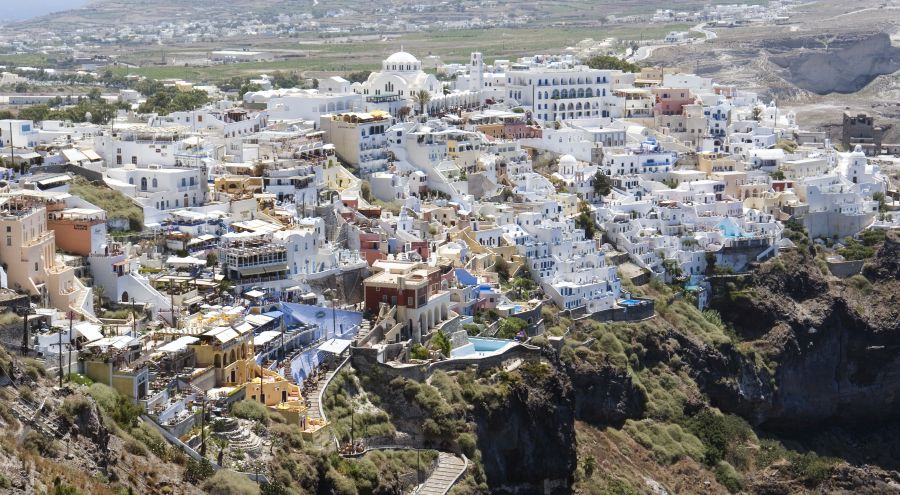 Fira Town on Santorini in the Cycladic Islands