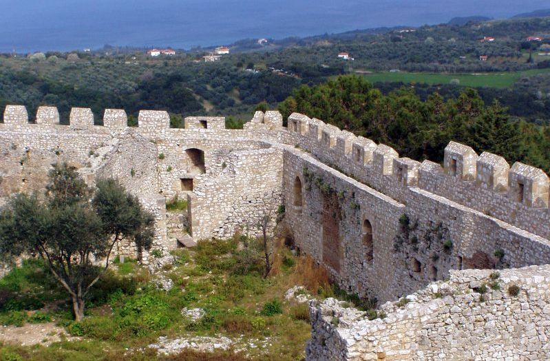 Walls of Chlemoutsi Castle on the Peloponnese