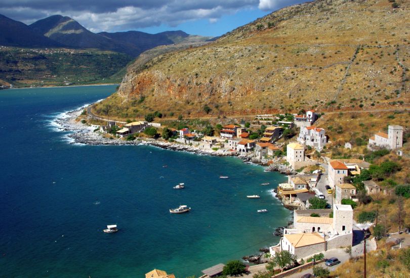 Port of Limeni in Outer Mani in the Peloponnese of Greece