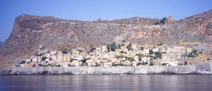 Monemvasia off Outer Mani in the Peloponnese of Greece