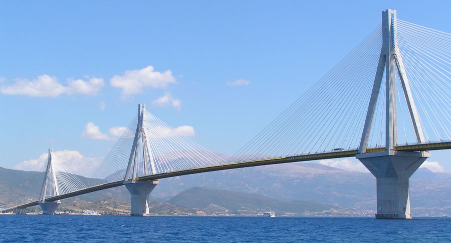 Rio Antirio Bridge from the Greek Mainland to Patras on the Peloponnese