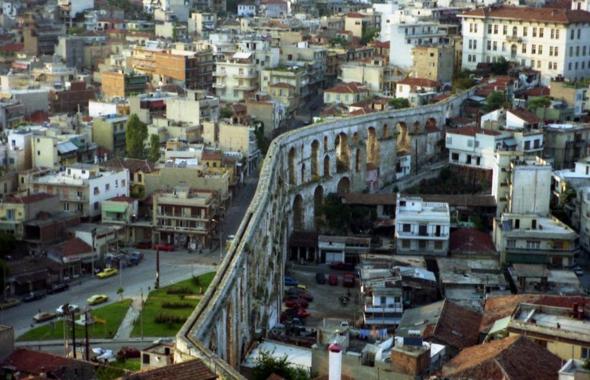 Aqueduct in City of Kavala in NE Greece