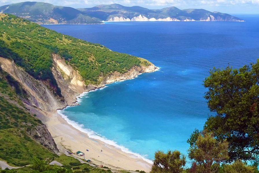 Myrtos Beach on the Ionian Island of Kefalonia in Greece
