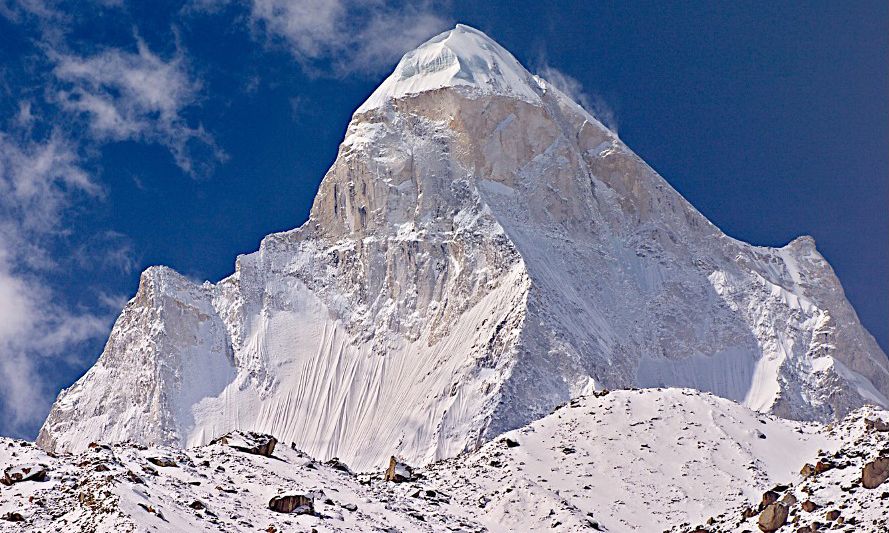 Shivling ( 6543m ) from Gaumukh in the Garwal Himalaya of India