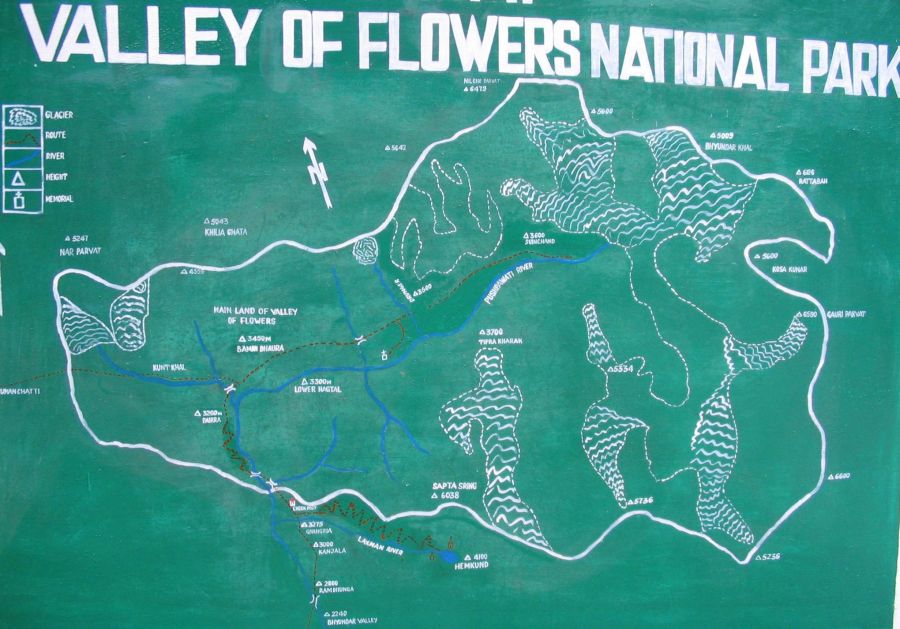 Map of the Valley of Flowers