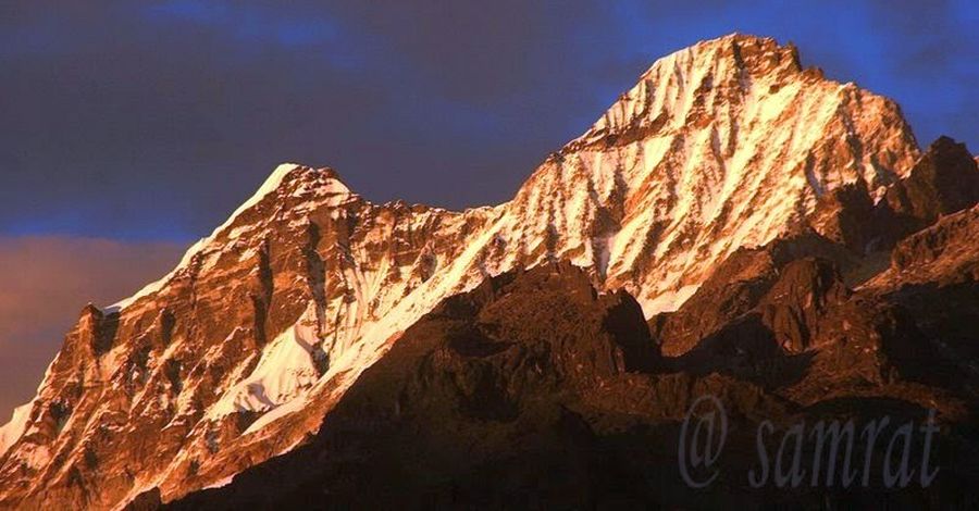 Mount Tenzing Khang and Mount Japuno in the Kangchenjunga Range from Sikkim in NE India