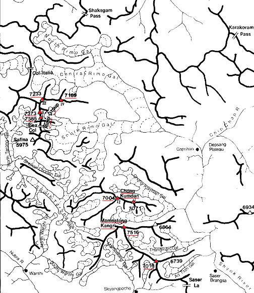 Location Map for Chong Kumdan in the Indian Himalaya