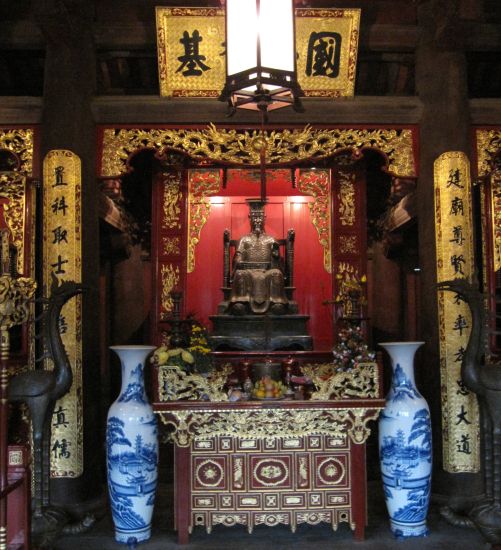 Interior of the Temple of Literature ( Van Mieu ) in Hanoi