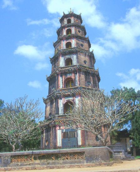 Phuoc Duyen Tower at Thien Mu Pagoda on the Perfume River ( Song Huong ) at Hue