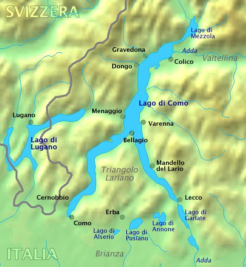 Map of Lake Como in Northern Italy