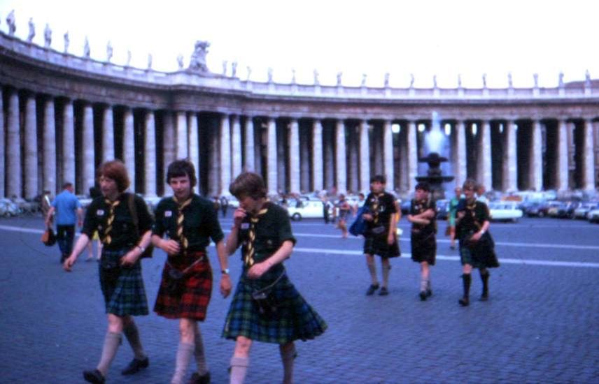 Members of 24th Glasgow ( Bearsden ) Scout Group in Saint Peter's Square in Rome