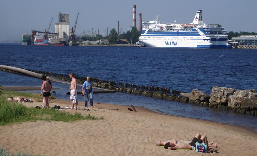 Beach on Daugava River at Kipsala in Riga