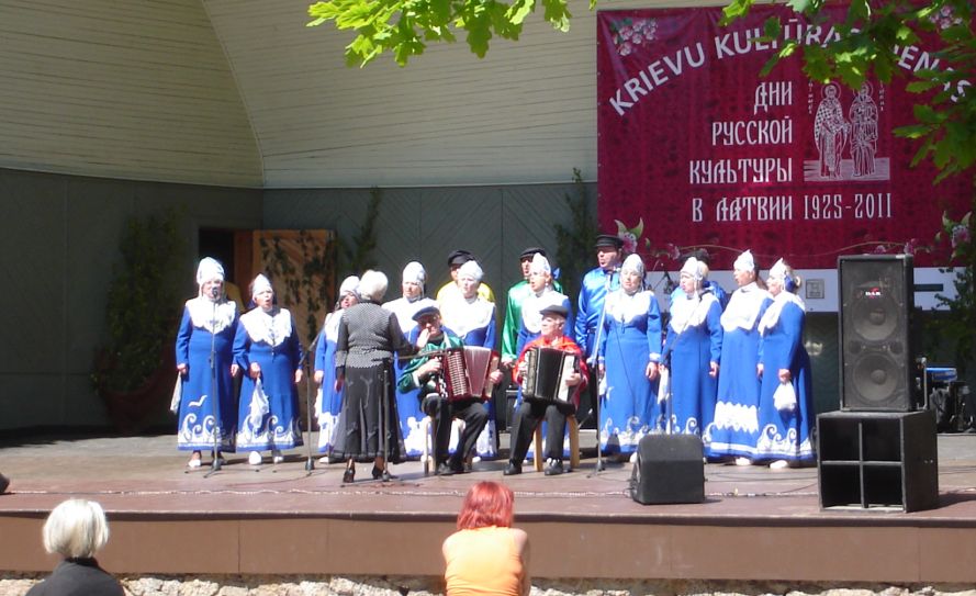 Folk Singers in Latvian Traditional Costumes