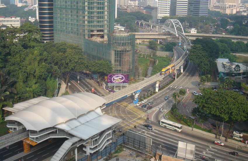 Overhead monorail in Kuala Lumpur