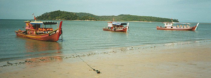 Boats at Pantai Cenang on Pulau Langkawi