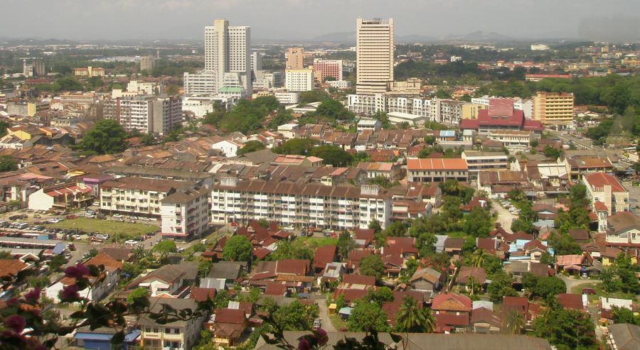 Aerial view of city centre of Malacca / Melaka