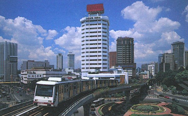 High rise buidings and overhead light railway in Kuala Lumpur