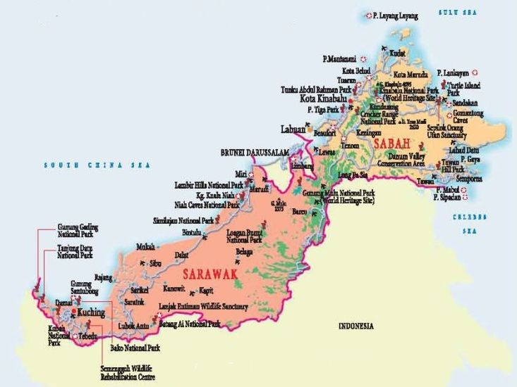 Map of Eastern Malaysia