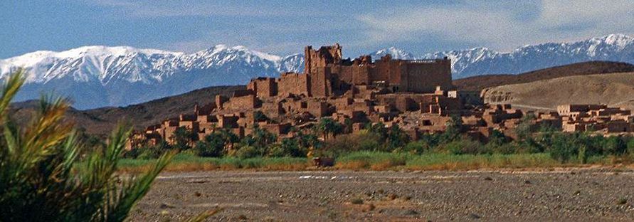 Kasbah in Dades Valley in sub-sahara Morocco beneath the High Atlas