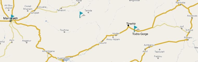 Location Map for Todra Gorge