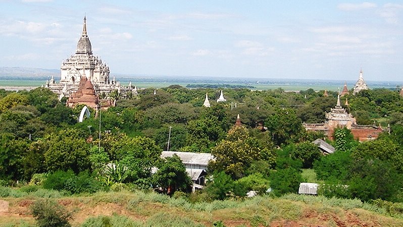 View from Gawdawpalin Pahto in Old Bagan in central Myanmar / Burma