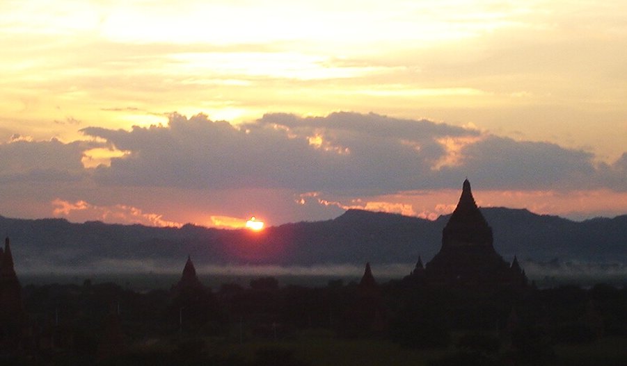 Sunset on Temples at Bagan in central Myanmar / Burma