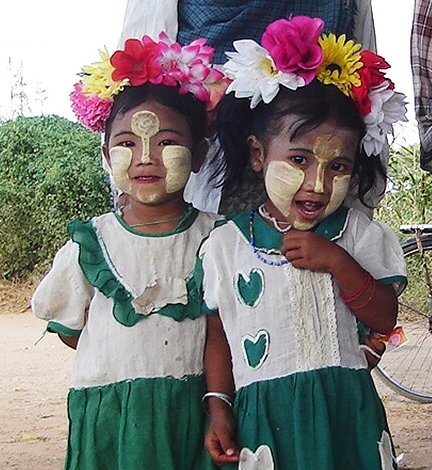 Children in Local Tribal Dress in Bagan