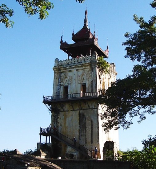 Nanmyin Watchtower at ancient city of Inwa near Mandalay in northern Myanmar / Burma