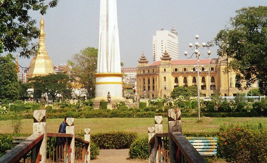 Independence Monument in Mahabandoola Park in Yangon ( Rangoon ) in Myanmar ( Burma )