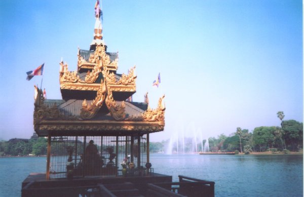 Kandawgkyi Royal Lake in Yangon ( Rangoon ) in Myanmar ( Burma )