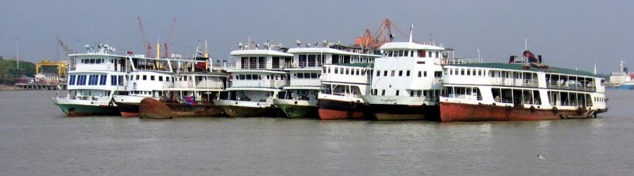 Ferry Boats on Yangon River in Myanmar ( Burma )