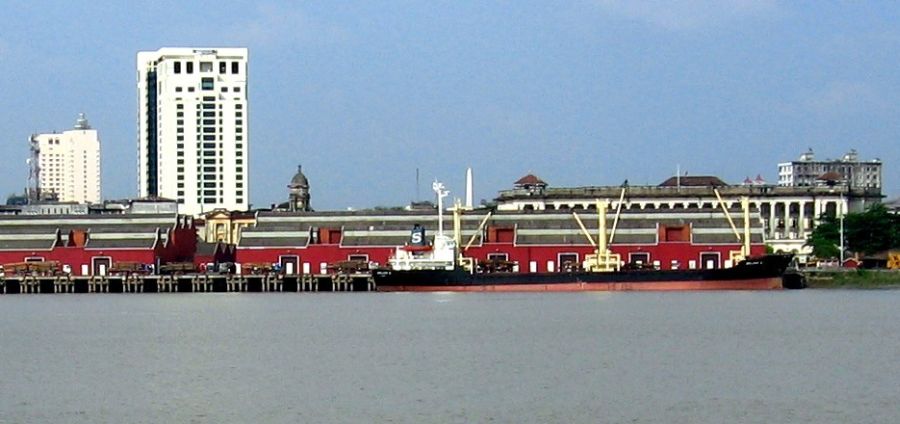 Yangon Docks in Yangon ( Rangoon ) in Myanmar ( Burma )