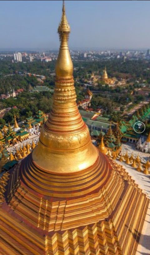 Aerial view of Shwedagon Paya in Yangon ( Rangoon ) in Myanmar ( Burma )