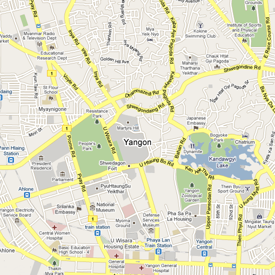 Map of Yangon