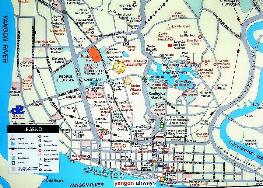 Map of Rangoon ( Yangon )